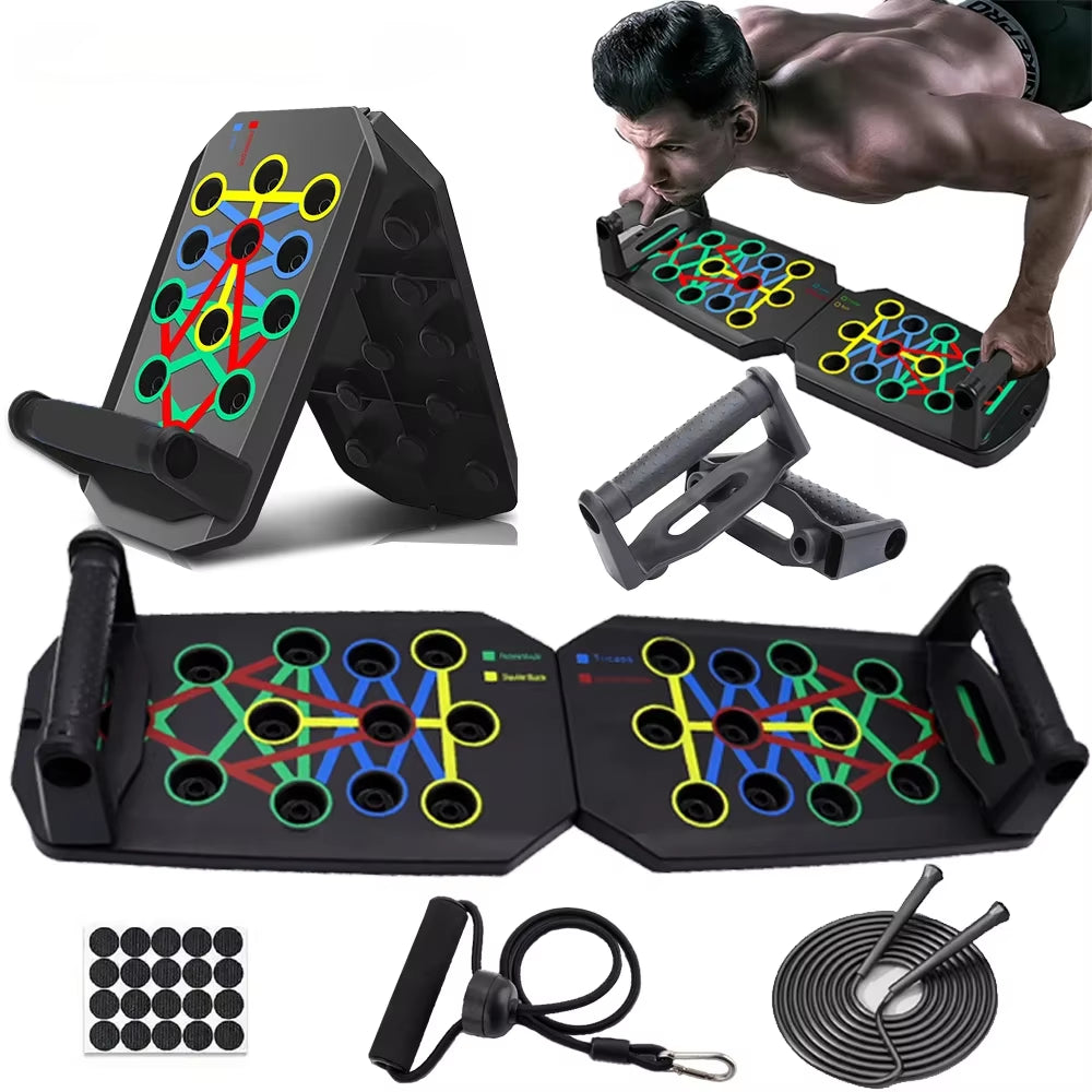 Portable Multifunctional Push-Up Board Set with Handles Foldable Fitness Equipment for Chest Abdomen Arms and Back Training