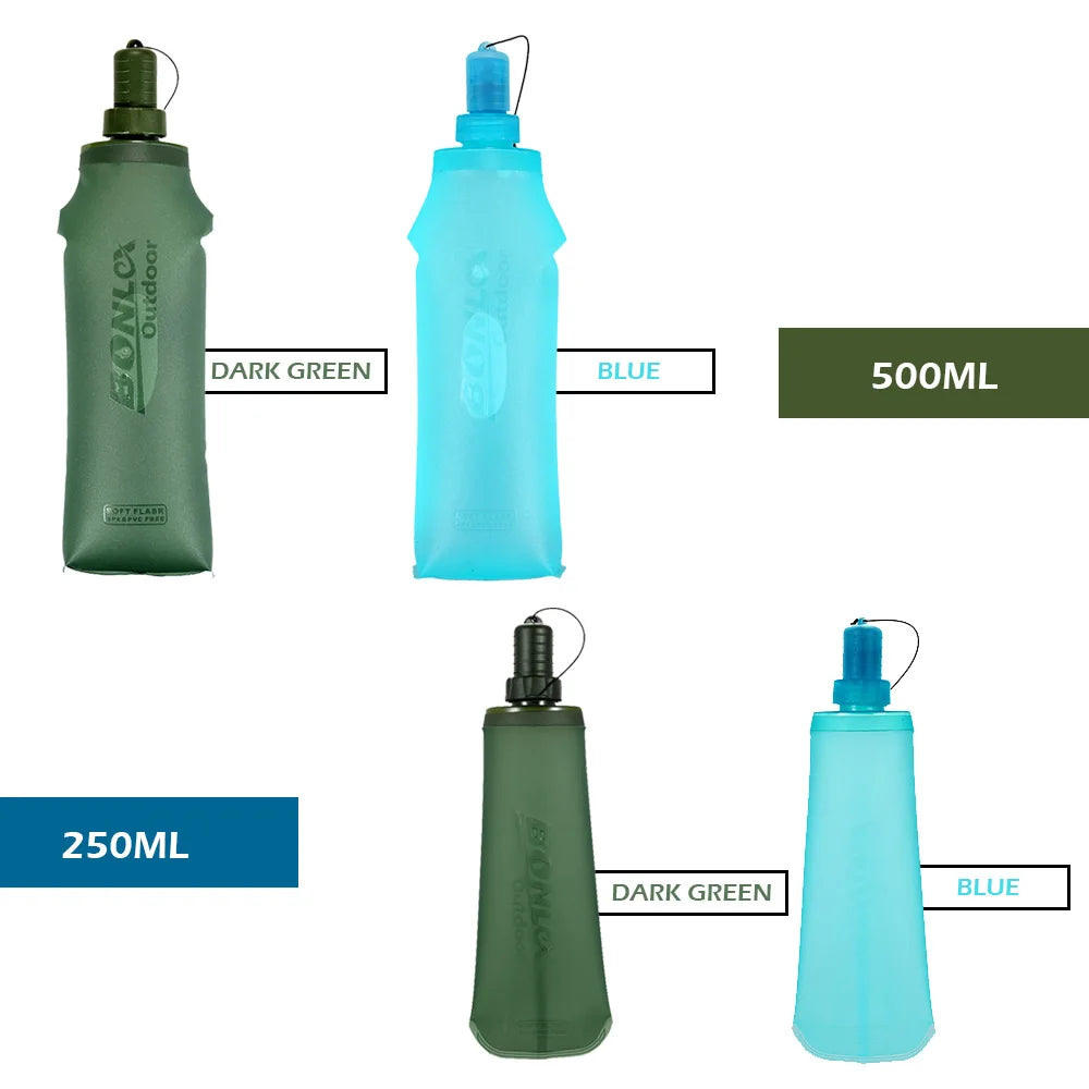 TPU Folding Soft Flask Sport Water Bottle Running Camping Hiking Water Bag Collapsible Drink Water Bottle Water Bag
